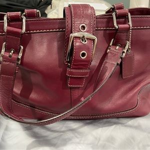 Coach Leather wine tote purse.